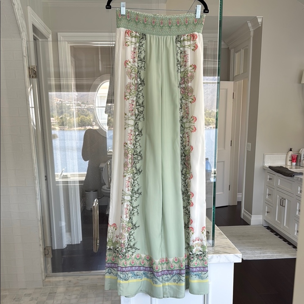Alice and Olivia Floral Green wide leg chic summer pants